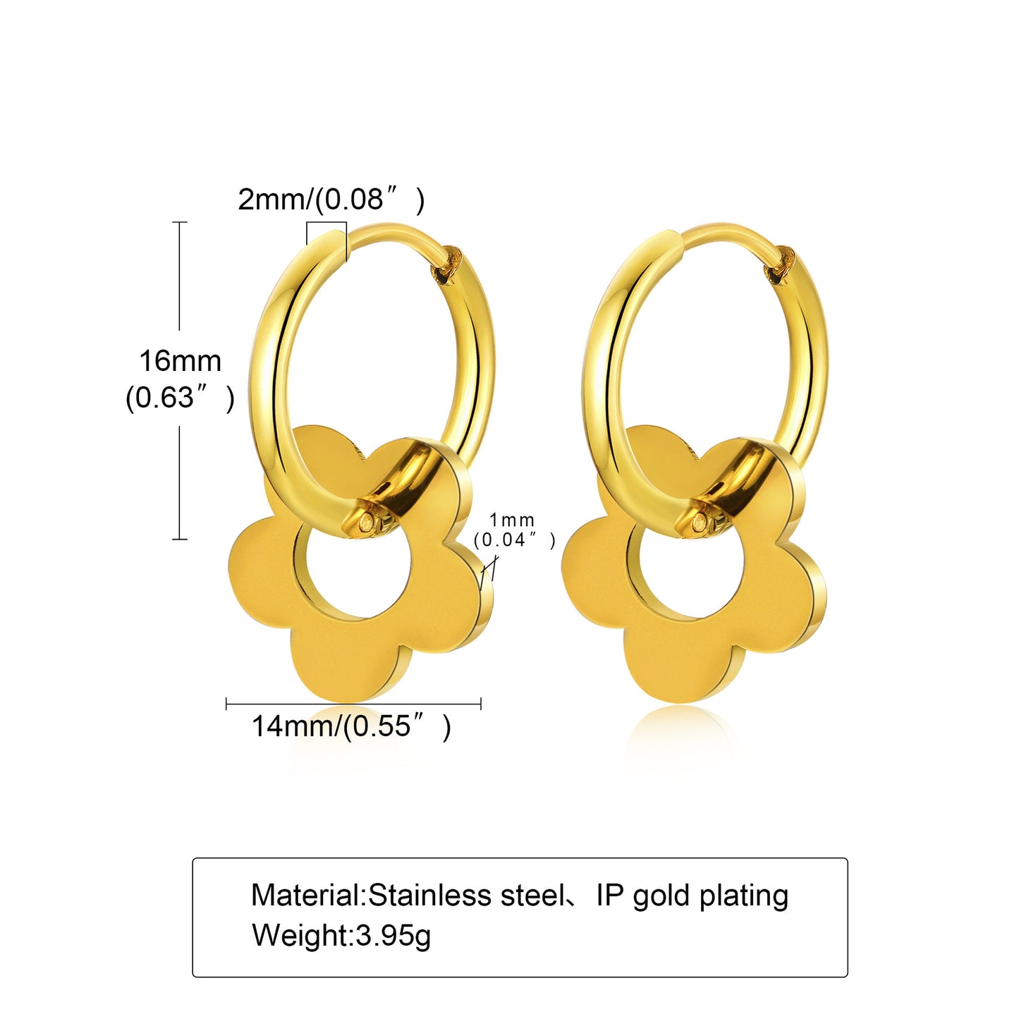1 Pair 18K Gold Plated Star and Twisted Hoop Stainless Steel Drop Earrings with Zircon Inlay