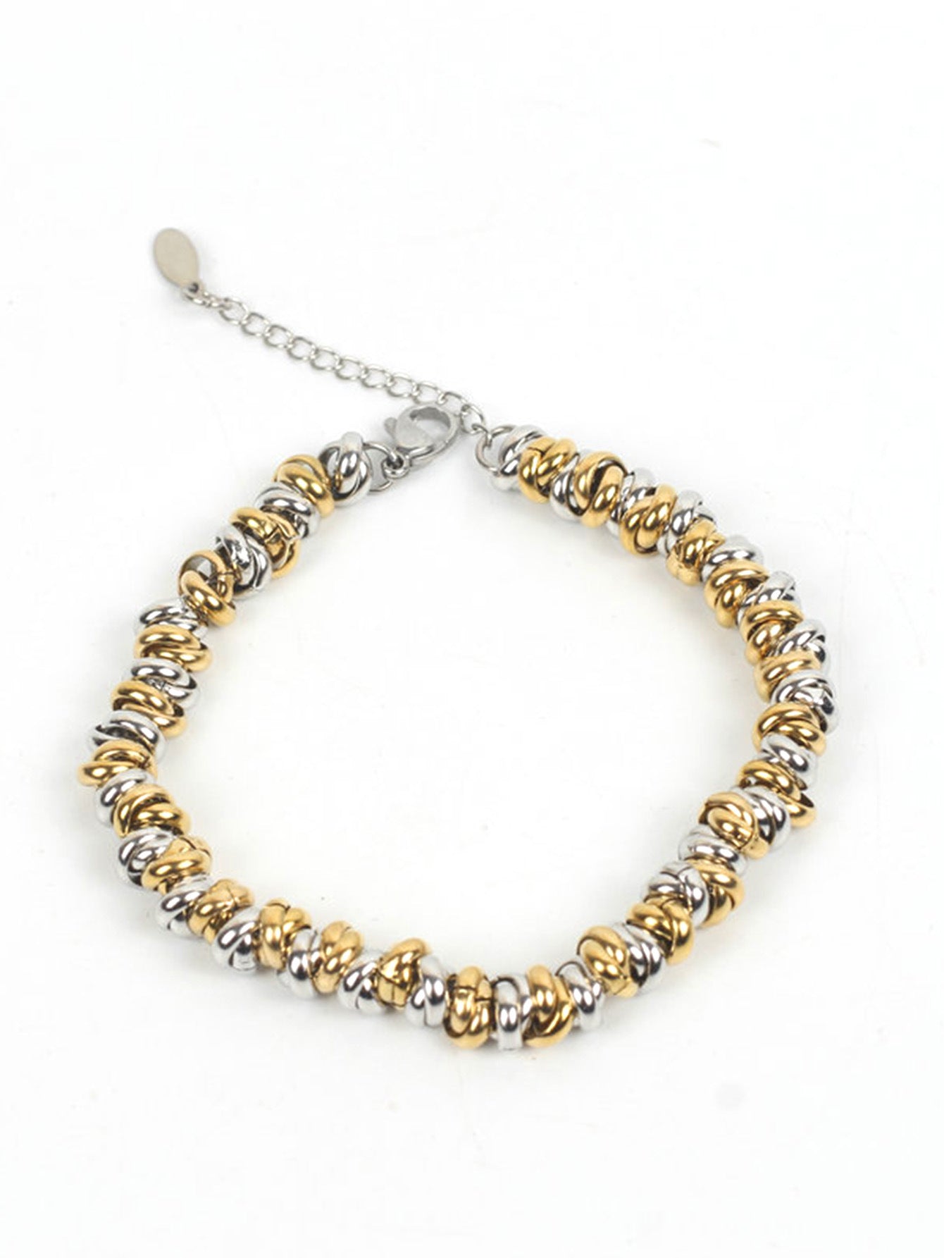 Geometric Titanium Steel Unisex Bracelet with Beaded Weaving Design