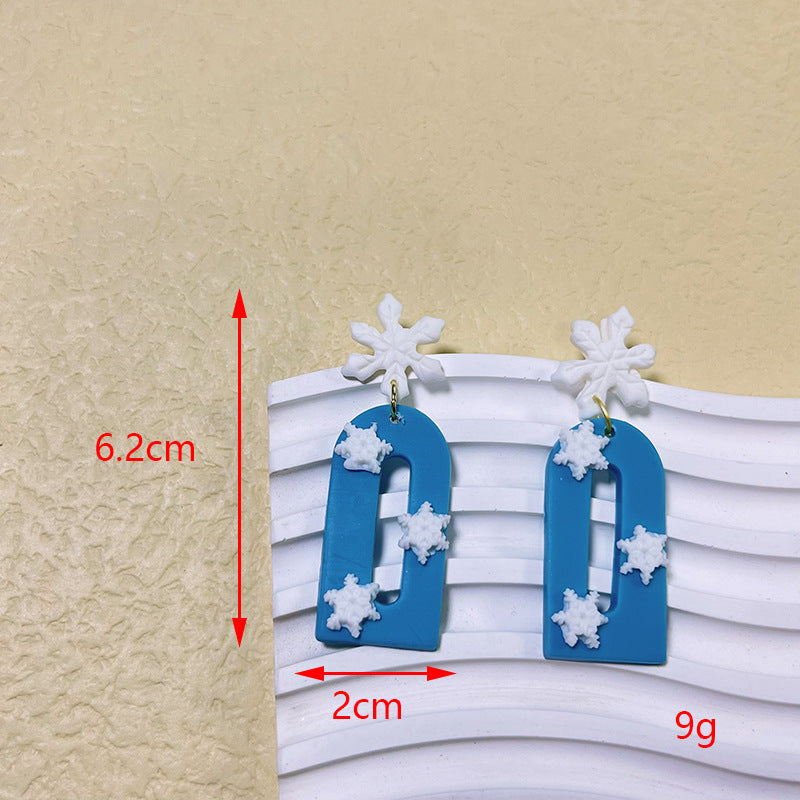 1 Pair Modern Style Christmas Tree & Snowman Polymer Clay Drop Earrings