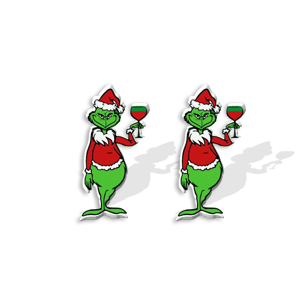 Cute Cartoon Christmas Tree Acrylic Earrings - Festive Grinch Dangle Jewelry for Women