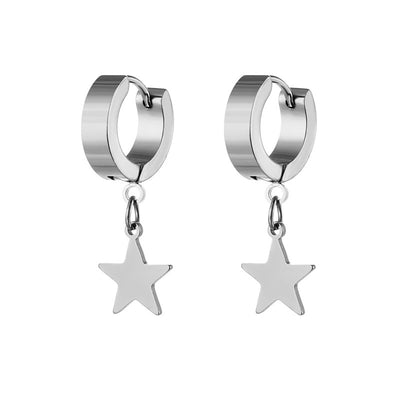 Simple Pentagram Stainless Steel Drop Earrings