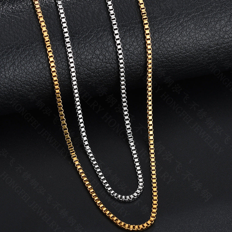 Fashion Titanium Steel Women's Box Chain Necklace - Minimalist Collarbone Design