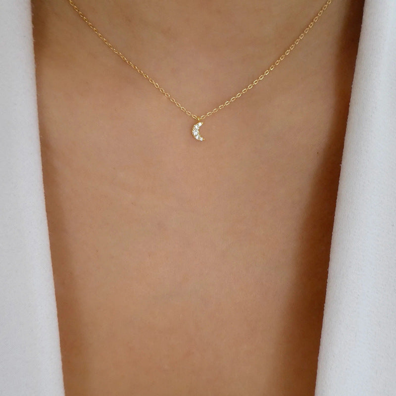Simple Fashion Double-Layer Alloy Star and Moon Pendant Necklace
