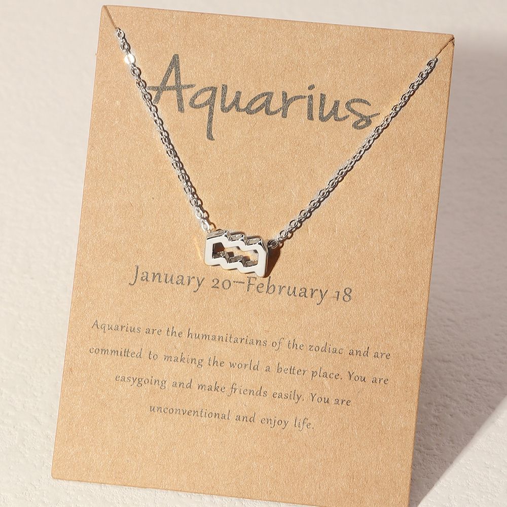 Fashion Zodiac Alloy Plated Necklace with Brown Card Packaging