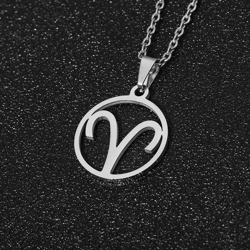 Simple Style Zodiac Stainless Steel Necklace