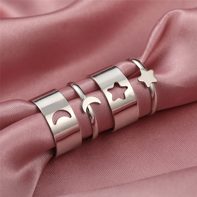 Fashion Black Butterfly Adjustable Couple Rings Set