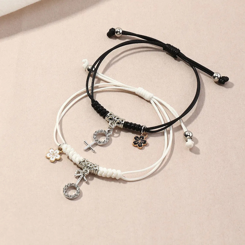 Fashion Alloy Dripping Planet Rocket and Mushroom Pendant Adjustable Bracelet