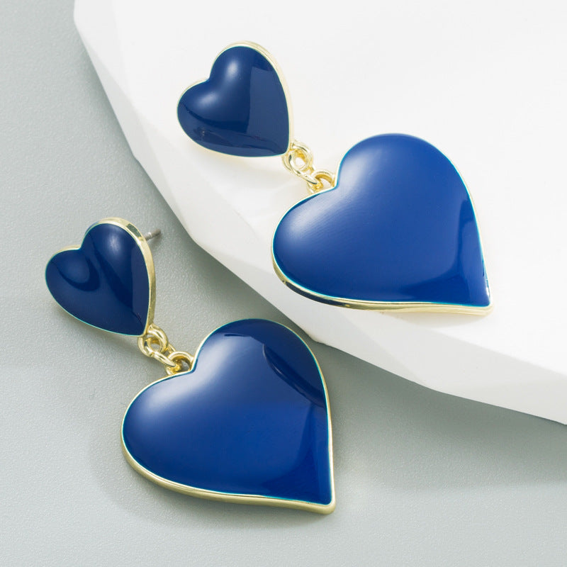 Fashion Heart Shape Enamel Alloy Earrings for Women