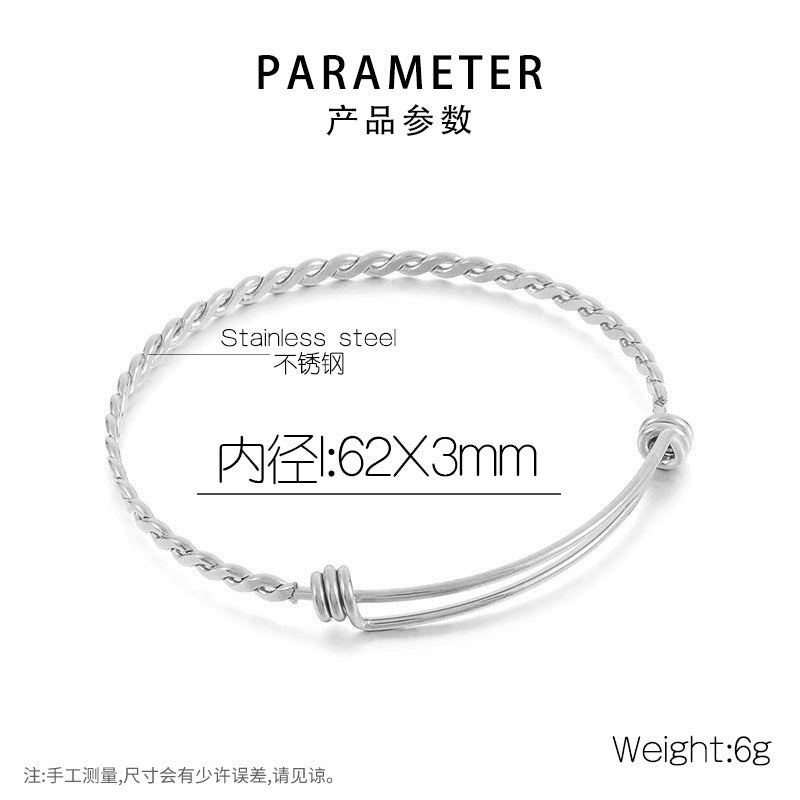 Stainless Steel Adjustable Twist Bangle Bracelet