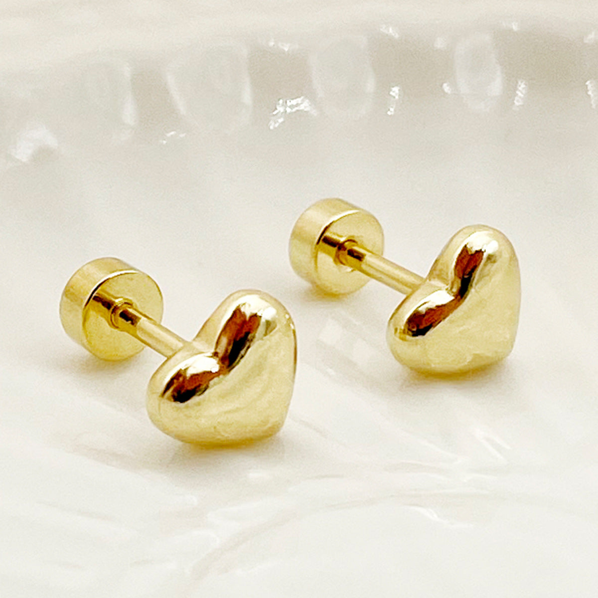 1 Pair Minimalist Star Moon Heart Shape 14k Gold Plated Stainless Steel Stud Earrings
