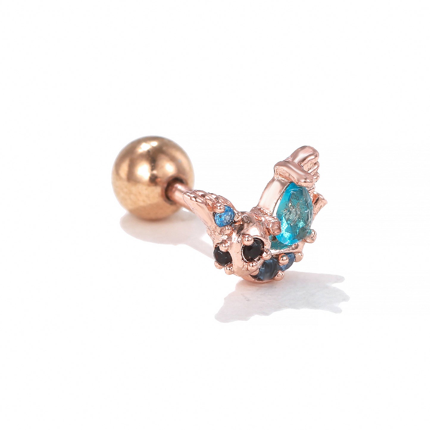 1 Piece Heart Shape Zircon Inlay 18K Gold Plated Ear Studs - Colorful Princess Series Fashion Piercing Jewelry