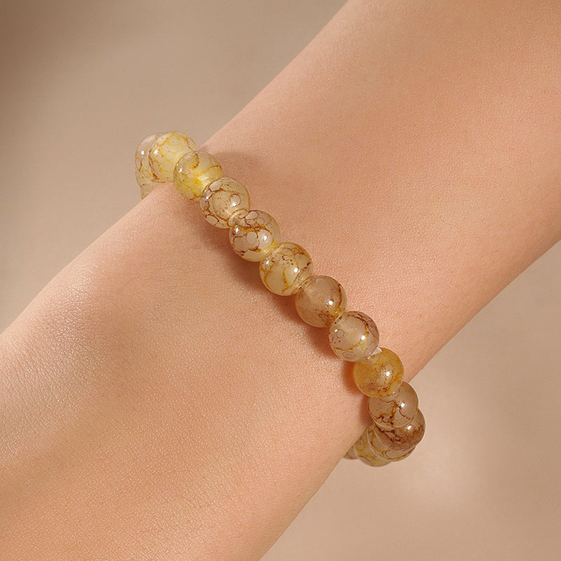 Natural Volcanic Stone Crown Beaded Yoga Bracelet