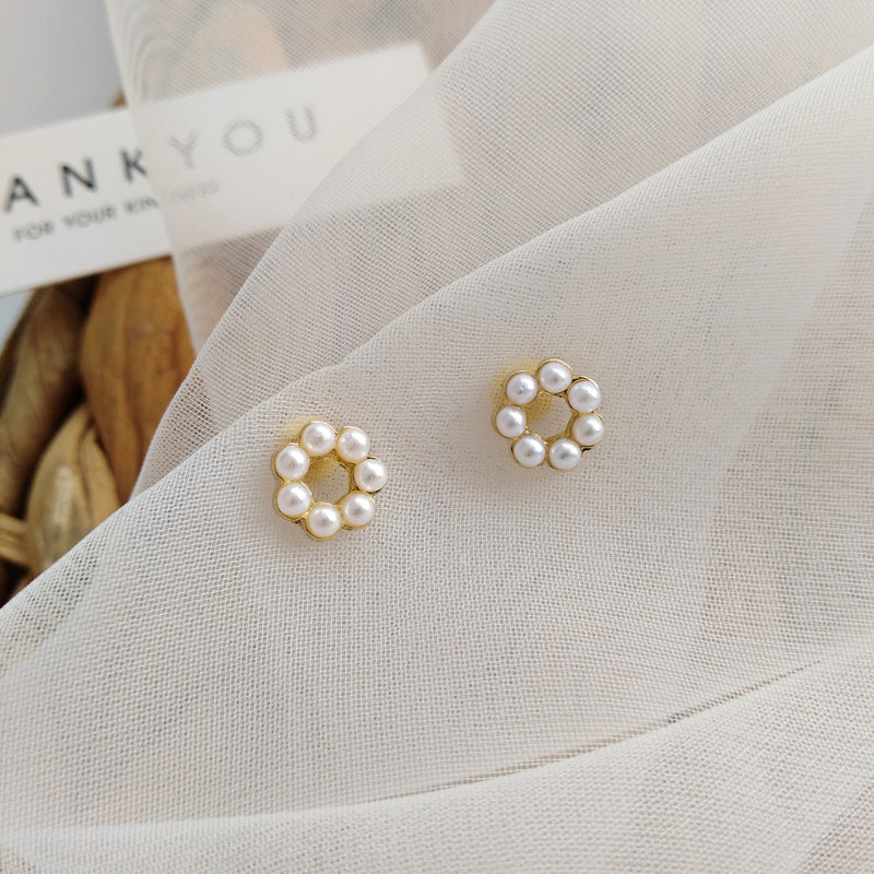 Elegant Bow Knot Shell & Rhinestone Flower Butterfly Women's Earrings - 1 Pair