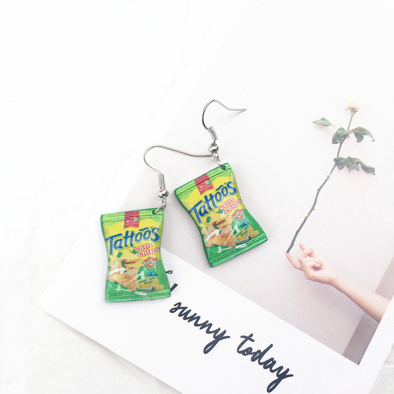 1 Pair Novelty Food Resin Women's Drop Earrings - Creative Handmade Fun Snack Dangle Jewelry