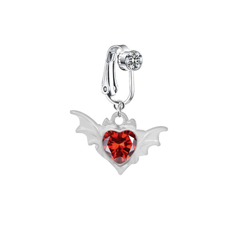 IG Style Heart Shape Wing Belly Ring - Stainless Steel & Gold Plated, Non-Piercing Navel Clip