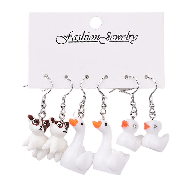 Simple Style Acrylic Fruit and Animal Drop Earrings Set