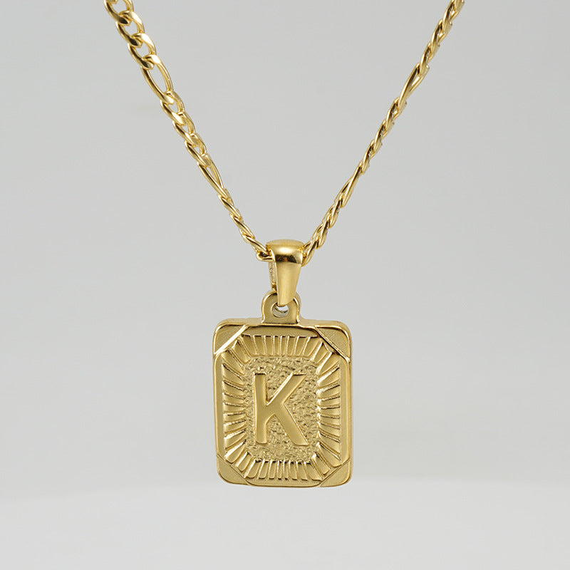 Gold Plated Titanium Steel Letter Pendant Necklace for Men