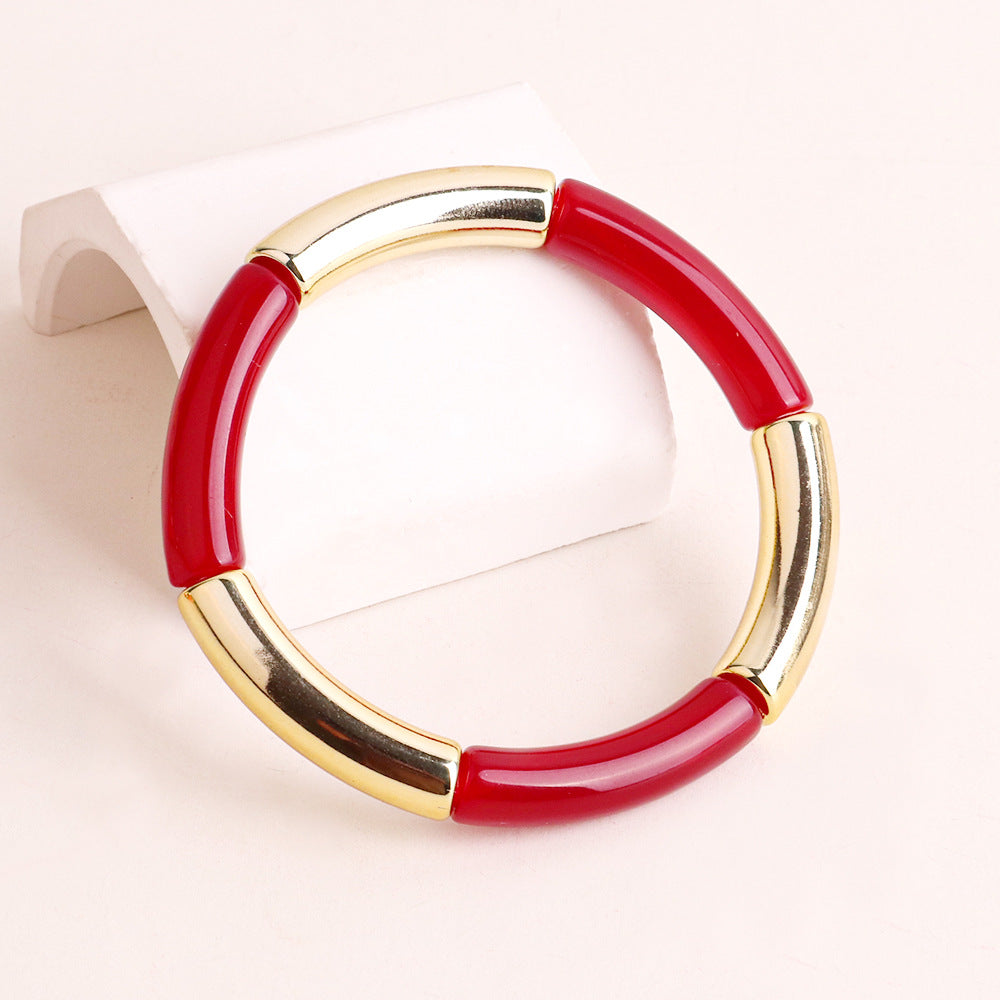 Fashion Acrylic Women's Bangle Bracelet - Multicolor Elastic Design