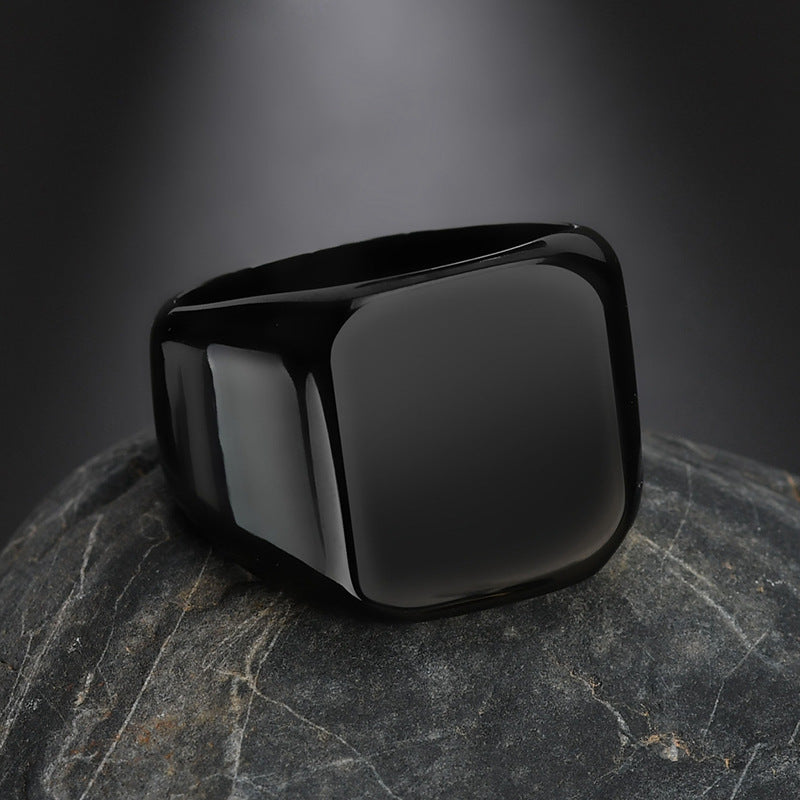 Fashion Stainless Steel Minimalist Square Ring for Men