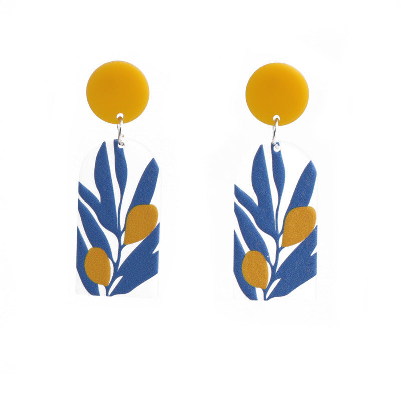 Fashion Geometric Resin Acrylic Plant Earrings