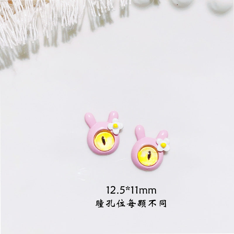 Cartoon Animal Eye Alloy Opal Stud Earrings and Halloween Demon Nail Art Decorations