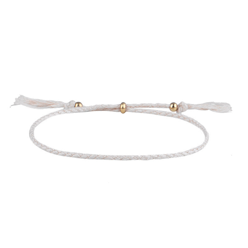 Simple Solid Color Rope Braid Women's Bracelet with Tassel and Copper Beads