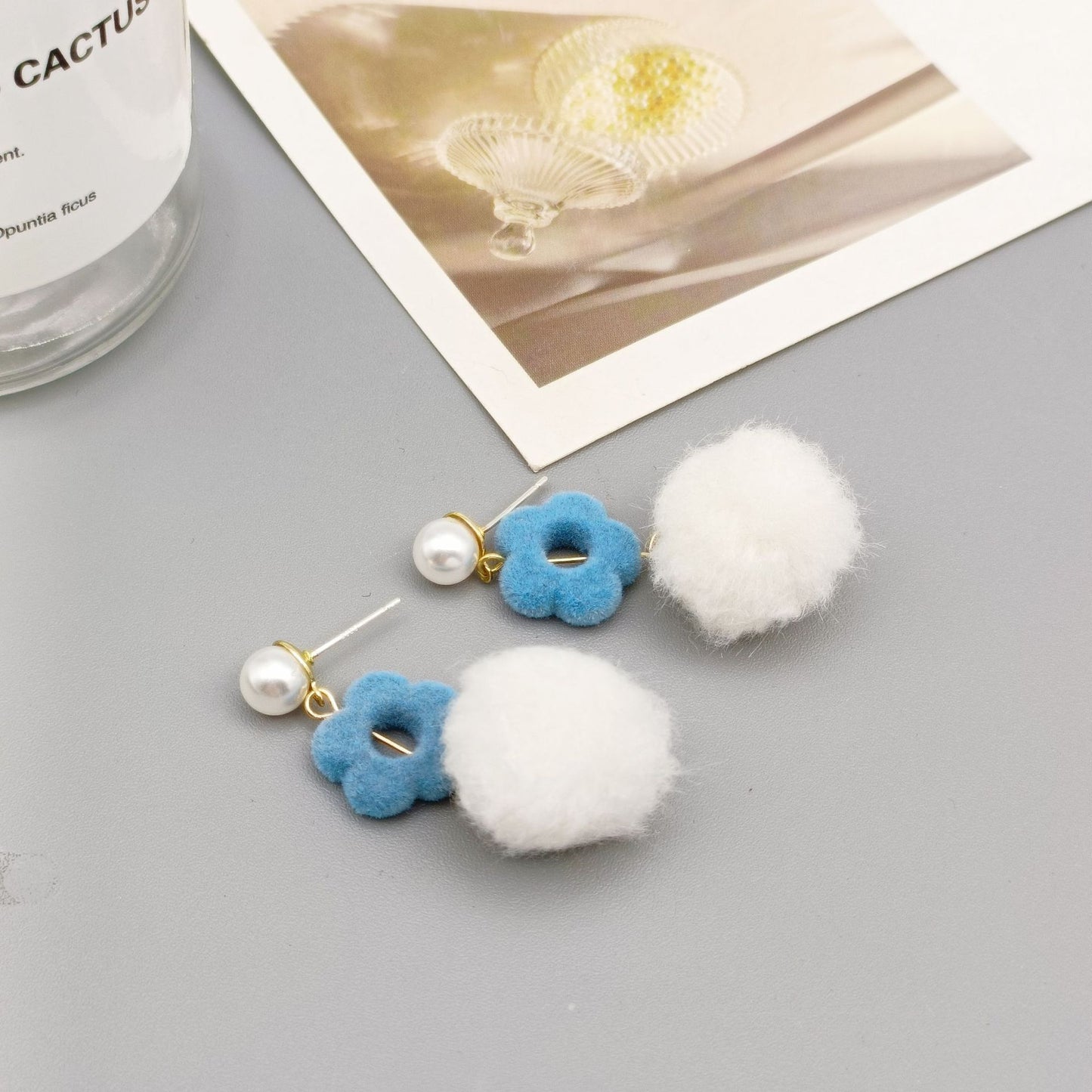 Klein Blue C Shape Alloy Stud Earrings - Niche Simple Design Korean Style for Women