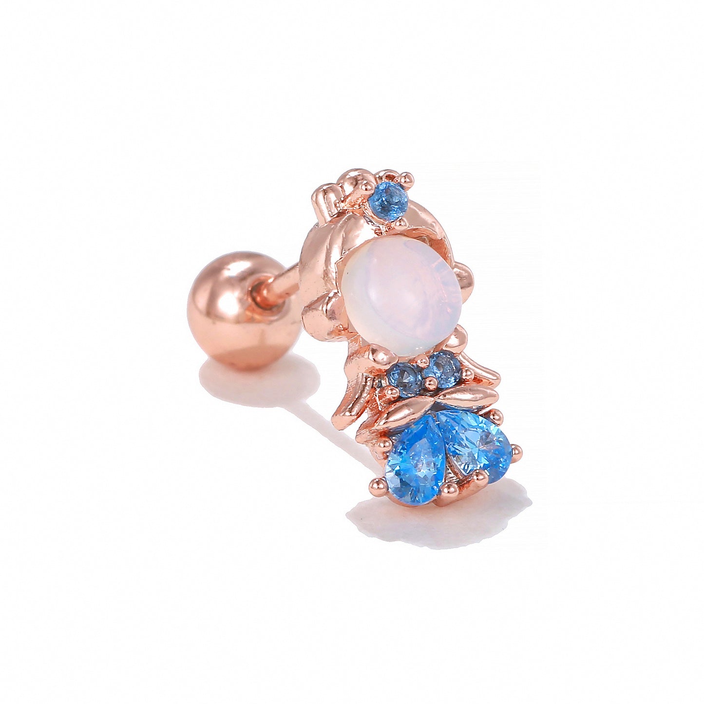 1 Piece Geometric Brass Zircon 18K Gold Plated Animal Ear Studs