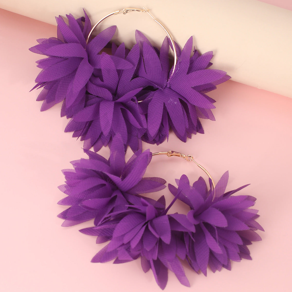 Simple Style Handmade Chiffon Flower Petal Women's Earrings