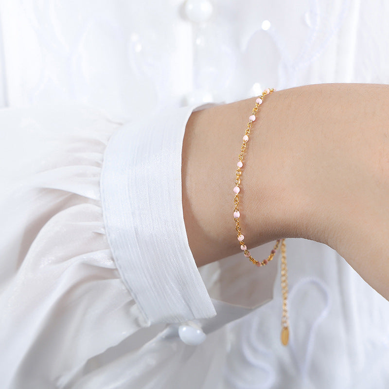 Casual Vacation Colorful Enamel 18K Gold Plated Stainless Steel Necklace