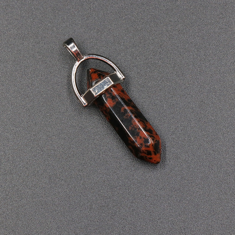 Hexagon Prism Crystal Bullet Pendant Necklace