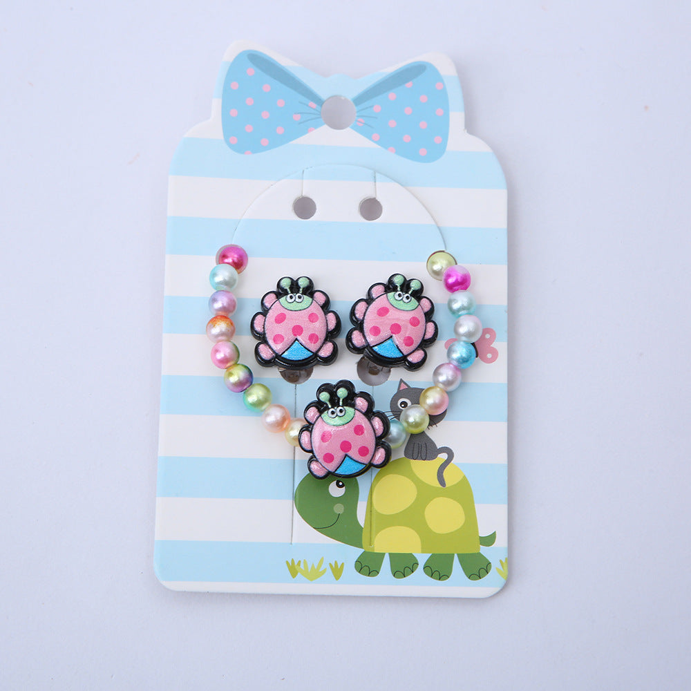 Cartoon Rainbow Butterfly Acrylic Resin Jewelry Set for Girls - Necklace, Earrings, and Bracelet