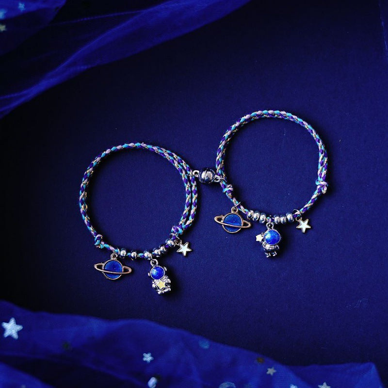 Fashion Astronaut Star and Moon Alloy Knitting Bracelets Set