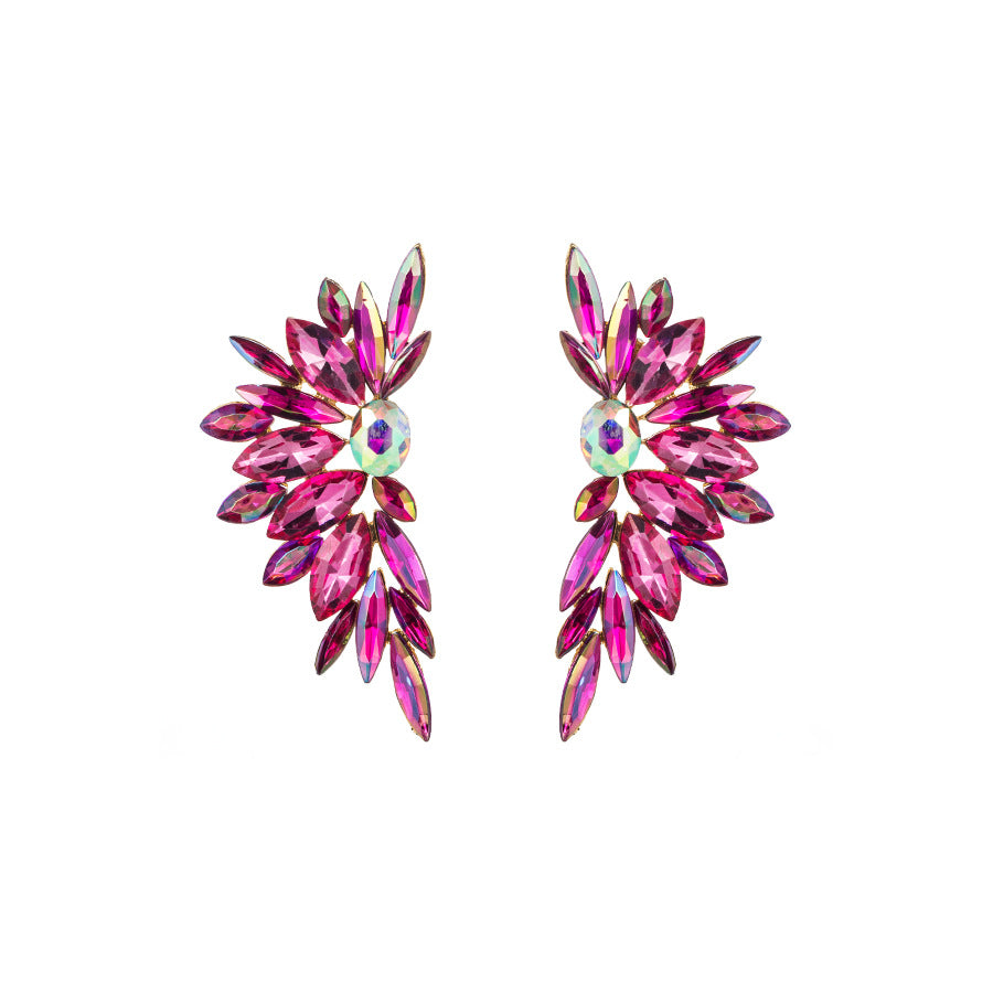 Baroque Floral Rhinestone Inlay Gold Plated Women's Earrings