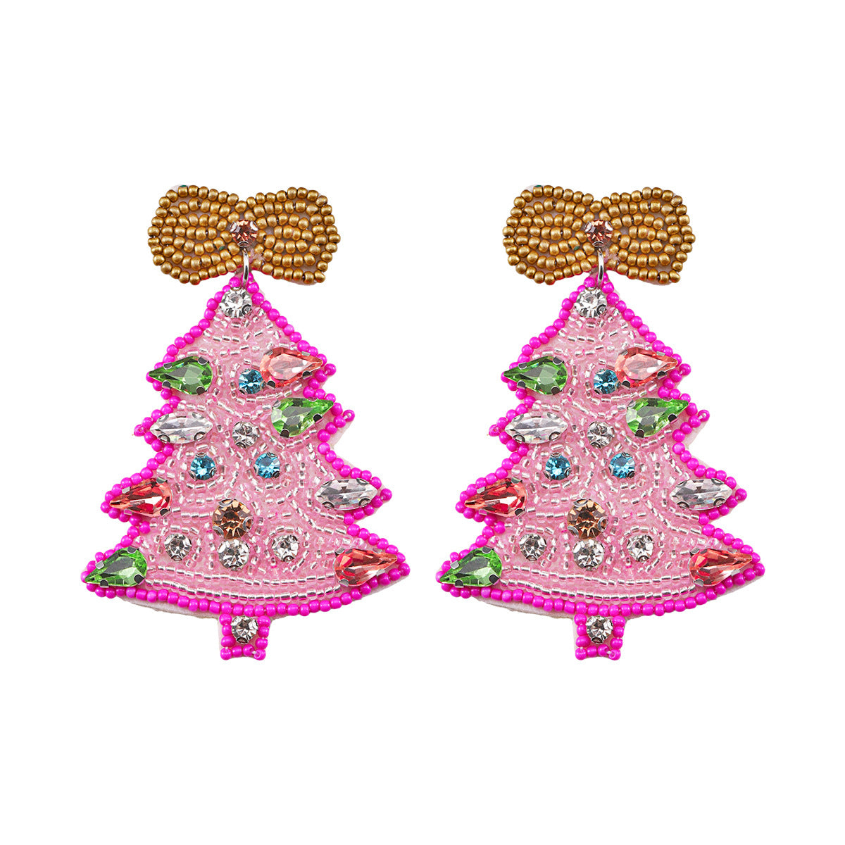 Simple Style Christmas Tree Rhinestone Silver Plated Drop Earrings