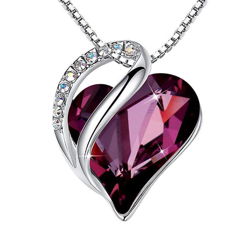 Heart Shape Crystal Birthstone Pendant Necklace