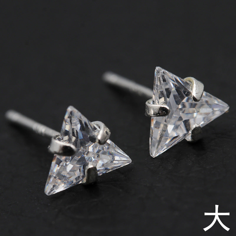 Simple Geometric 925 Sterling Silver Zircon Stud Earrings Set