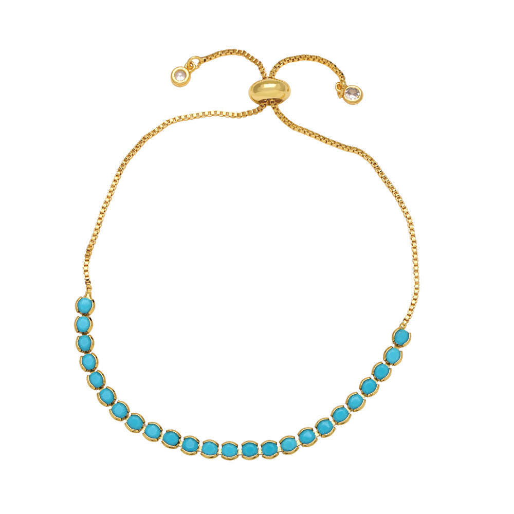 Simple Round Copper Plated Adjustable Zircon Bracelet