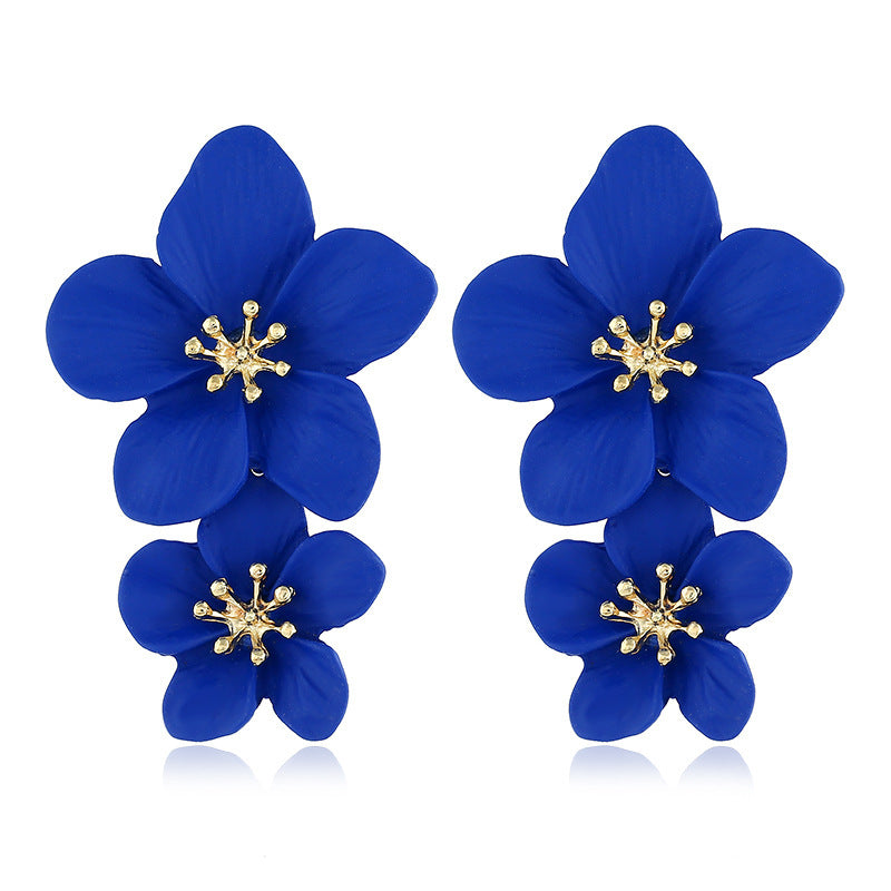 Women's Bohemian Floral Double Layer Drop Earrings NHLN148250