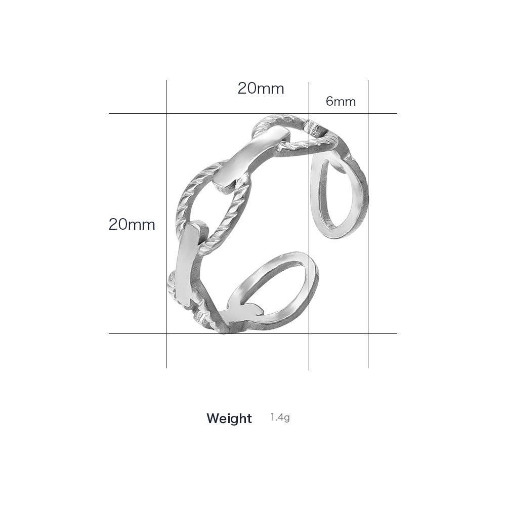 Fashion Geometric Open Adjustable Titanium Steel Ring