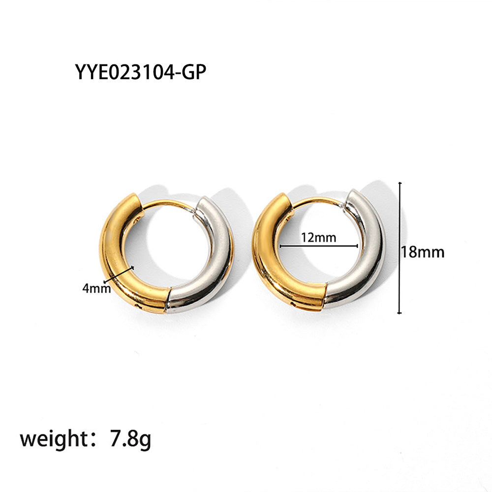 Minimalist 18k Gold-Plated Stainless Steel Hoop Earrings