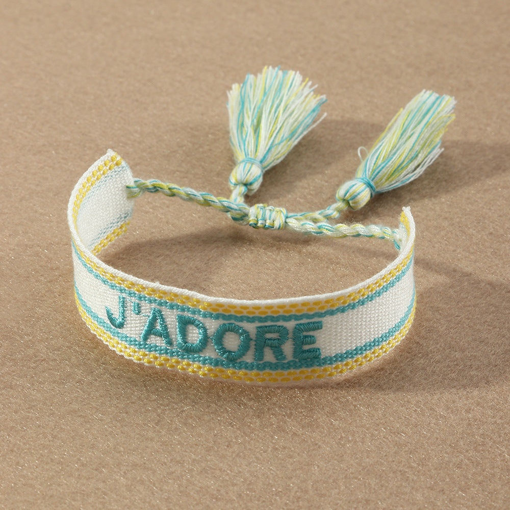 Bohemian Ethnic Style Handmade Embroidery Tassel Woven Bracelet