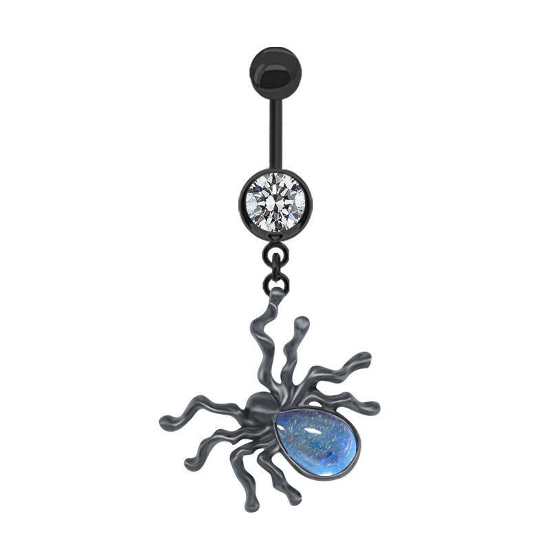 Japanese Punk Spider Butterfly Rhinestone Belly Ring in Stainless Steel and Copper