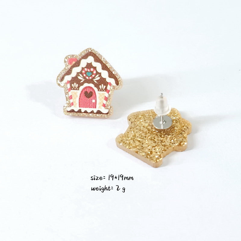 Cartoon Animal Acrylic Christmas Theme Women's Stud Earrings