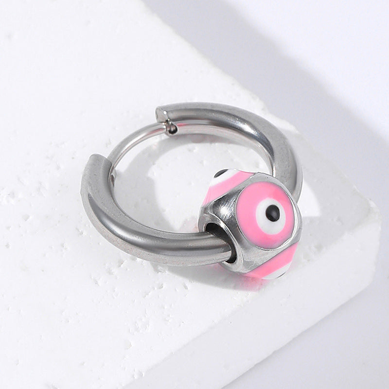 Punk Devil's Eye Stainless Steel Hoop Earrings