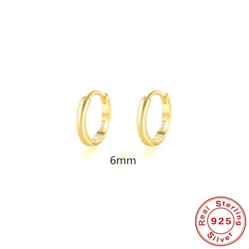 S925 Sterling Silver Minimalist Geometric Ear Clip Hoop Earrings