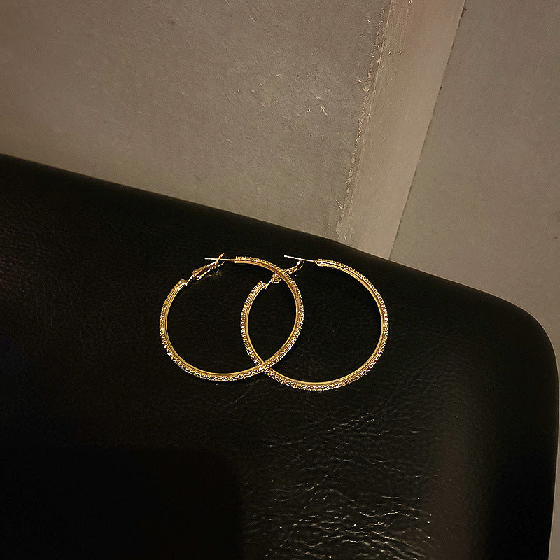 Circle Letter V Earrings - Black and White Statement Hoops for Women