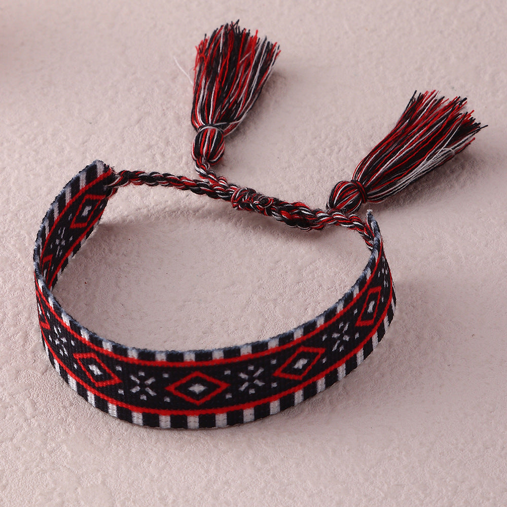 Ethnic Handmade Embroidery Tassel Braided Friendship Bracelet