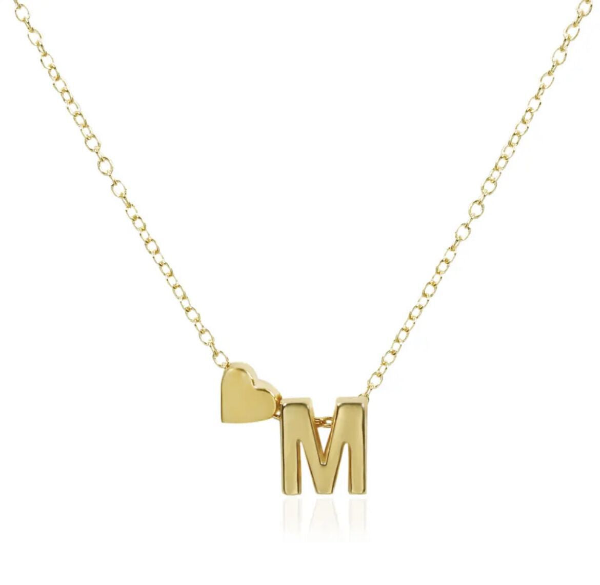 Fashion Heart Alphabet Pendant Necklace - Minimalist Copper Plated Design