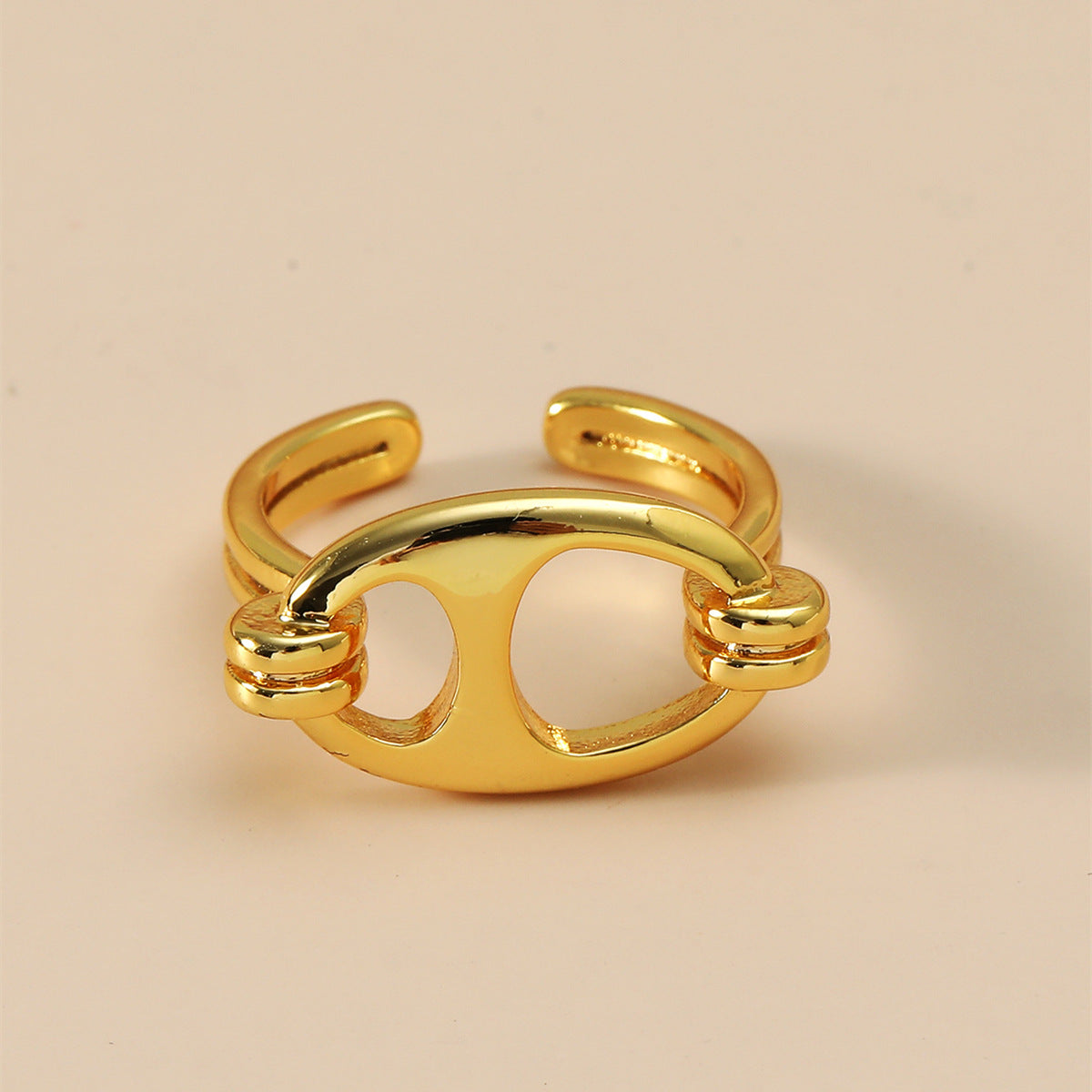 Retro Silver Open Ring - Pig Nose Buckle Titanium Steel Statement Ring